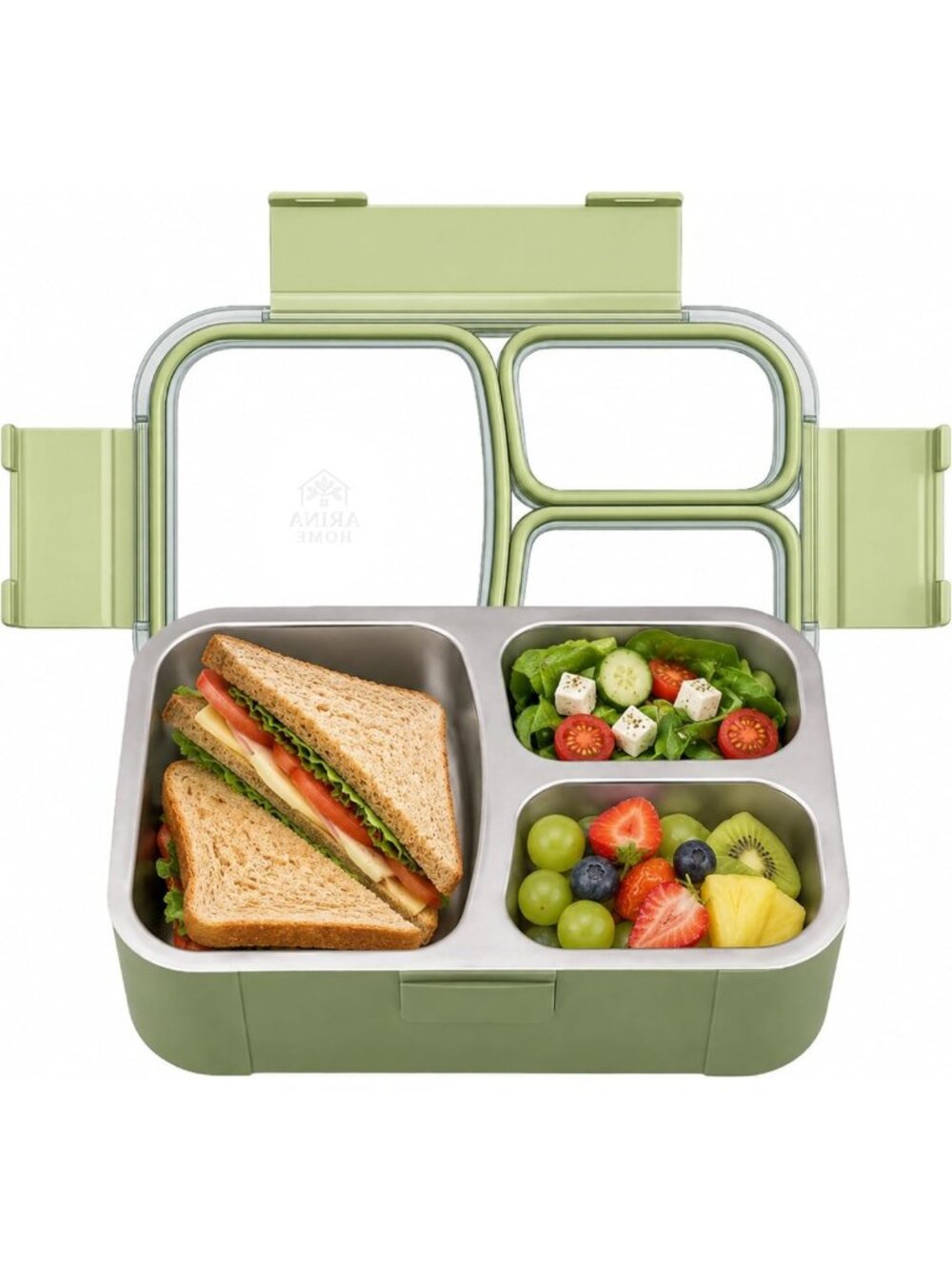 Leakproof Stainless Steel Bento Lunch Box | 3-Compartment, BPA-Free, Dishwasher